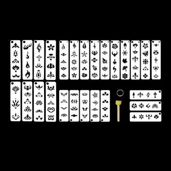 24Pcs Face Paint Stencils Kit Painting Templates Traditional Hanfu Makeup Eyebrow Art Reusable