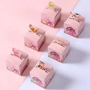 24PCS Farm Animal Candy Gift Boxes Farm Animal Theme Birthday Party Decor Supplies Cartoon Animal Cookie Gift Packaging Box other