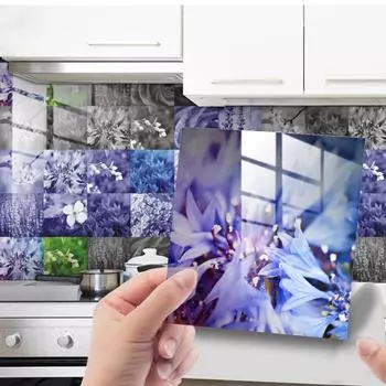 24pcs Flower Landscape Animal Plant Wallpaper Heat Moisture Resistance Wall Paste Decoration Covered With Bright Film Tile Paste