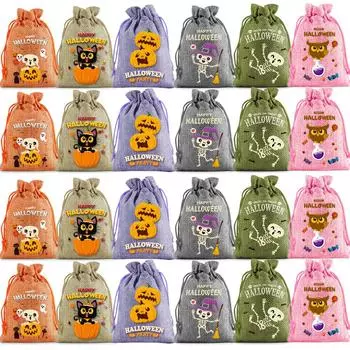 24pcs Halloween Drawstring Bag Drawstring Bag Drawstring Storage Bag Birthday Party Children s Gift Bag Candy Bag 24pcs