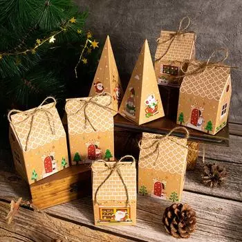 24pcs Kraft Paper Christmas Advent Calendar Gingerbread House Gift Boxes Candy Packaging Box Countdown Xmas Party Favor box as photo