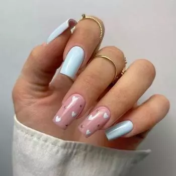 24pcs Nail Tips DIY Black Edge Fake Nials False Nails French Long Square Love Heart JP2396