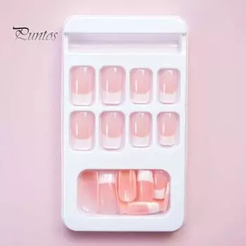 24 шт., накладные ногти с клеем, квадратные короткие глянцевые наращивание ногтей с полным покрытием для женщин и девочек, натуральные обнаженные накладные ногти для салона домашнего использования розовый