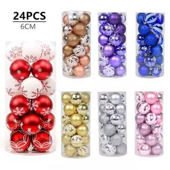 24Pcs Рождественские шары Елочные подвесные украшения Рождественский шар Подвески Украшение дерева Style 4