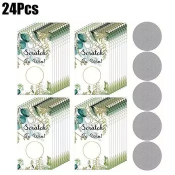 24PCS/Set Raffle Props Elegant Raffle Cards Baby Shower Scratch Tickets Festival Props Party Games DIY 9x5cm 24pcs зелёный