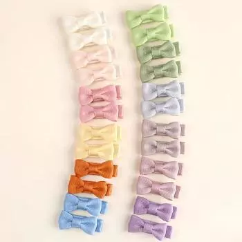 24Pcs Solid Bows Hair Clips For Baby Girls Ribbon Haipins Candy Color Barrette Girls Children Ponytail Hair Accessories Headwear