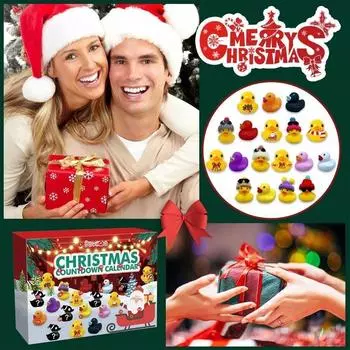 24PCS Surprise Gifts Christmas Advent Calendar Countdown Rubber Duck Bath Toys Christmas Party 613-1