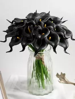 24шт Калла Лилия Искусственные цветы Настоящее прикосновение Каллы Цветы Поддельные цветы Калла Лили для свадебного букета Украшения для вечеринок Свадебный букет Декор красный