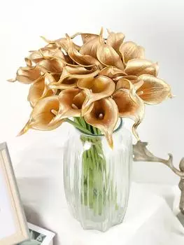 24шт Калла Лилия Искусственные цветы Поддельные цветы Калла Лили Настоящее прикосновение Каллы Цветы для свадебного букета Украшения для вечеринок Свадебный букет Декор красный