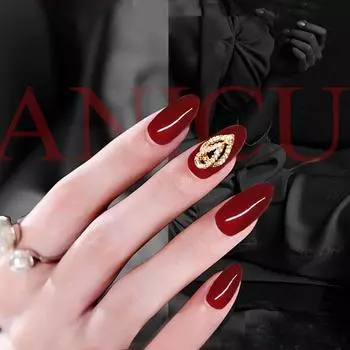 24шт красные ногти Stciker носить накладные ногти бордовый дизайн ногтей быстрые ногти