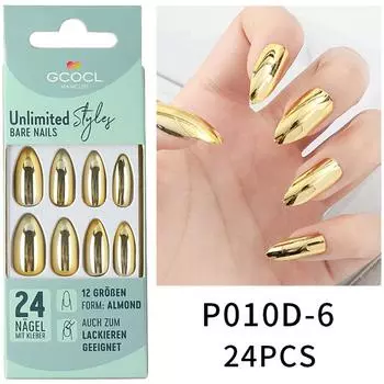 24шт. накладные ногти Chrome Coffin с полным покрытием, многоразовые искусственные ногти Aurora, накладные ногти для нейл-арта 3