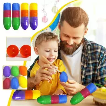 24шт пасхальные яйца, пластиковый контейнер для яиц фиолетовый, желтый, зеленый, оранжевый, красный и синий, 2,4 х 3 дюйма разноцветный