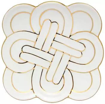 24to3 Nishitomi Ceramics Arita Ware Plate Takiyo Kiln Kissho Knot Mein Plate Plate Dishes Diameter Примерно 13 см Золотая рождественская новая столовая посуда золотой
