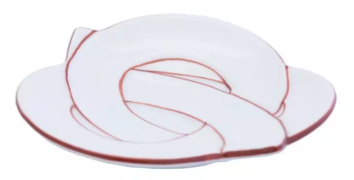 24to3 Nishitomi Ceramics Arita Ware Plate Takiyo Kiln Knotted Plate Dish Dish Surgery Plate Диаметр приблизительно 15 см Весенний фестиваль Новый год красный