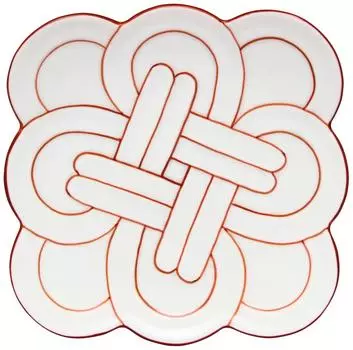 24to3 Nishitomi Ceramics Arita Ware Plate Takiyo Kiln Kissho Knot Mein Plate Dish Sabbath Тарелка для сервировки Диаметр приблизительно 13 см Красный Welcome Spring красный