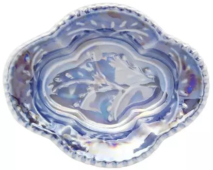 24to3 Nishitomi Ceramics Arita Ware Takiyo Kiln Cucumber Shape Small Plate Blue Blown Pearl