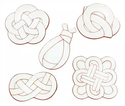 24to3 Nishitomi Ceramics Arita Ware Тарелки Набор Такие Керамика Узелковая Маленькая Тарелка Тарелка 5 Узоров Красный Приветствие Весна Новый Год Столовая Посуда Сделано в Японии красный