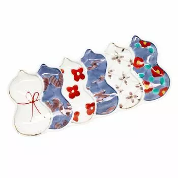 24to3 Nishitomi Imari Ware Tokushichi Kiln Six Gourds Длинная тарелка 21 x 9 см Тыквенно-красная Сделано в Японии 478458 Прибл. красный