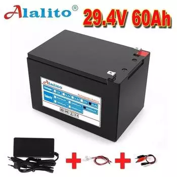 24v 7s4p 60000 Mah литиевая батарея высокой мощности 60ah 18650 с Bms 29, 4v электрический велосипед + зарядное устройство 2a белый