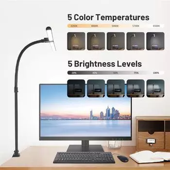 24W Double Head LED Clip Desk Lamp Remote Control Dimmable Architect Table Lamp 5 Brightness Level 5 Lighting Modes EU/US/UK UK plug