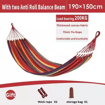 250*150 см 2 человека, уличный парусиновый гамак для кемпинга, изогнутая деревянная палка, устойчивый Хамак, садовые, парковые качели, подвесной стул, Hangmat 190X150cm красный