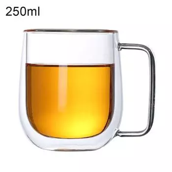 250/350 мл Прозрачный стеклянный кофейная чашка виски Пиво Двухслойная кружка Напитки Рождественский подарок 350ml