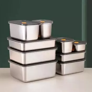 250 мл/600 мл/1000 мл 304 нержавеющая сталь Bento Lunch Box с крышкой Контейнеры для еды Коробка для сохранения свежести Главная герметичная коробка для хранения