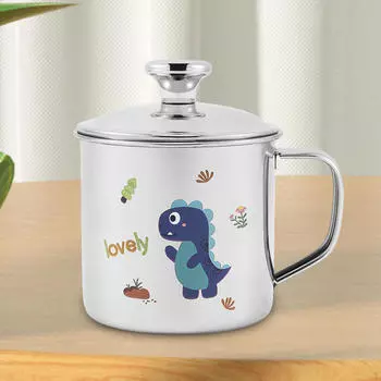 250 мл Детская мультяшная кружка для завтрака с крышкой Милая креативная чашка для хлопьев для шоколадного кофе синий