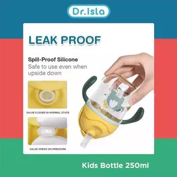 250 мл детские кружки для воды, детская обучающая кружка для питья с двойной ручкой, откидная крышка, герметичная бутылка для воды для младенцев без бисфенола А синий