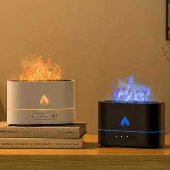 250 мл Flame Night Light Humidifier USB Simulation Water Tank увлажнитель воздуха Аромадиффузор для домашнего офиса Atmosphere Air Air Air Air Air Air Atmosphere белый