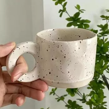 250 мл керамическая кружка с кольцом-ручкой для кофе, молока, современный принт, фарфоровая кружка, керамическая чашка ручной работы для горячего шоколада, парные чашки с ручками 280ML