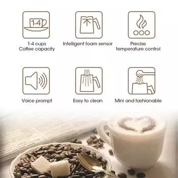 250 мл кофемашина для приготовления эспрессо, кофе мокко, чая, горячего молока, кофемашина для приготовления капучино, машина для вспенивания молока EU
