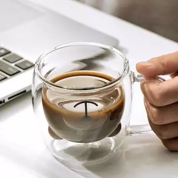 250 мл креативная стеклянная чашка из боросиликатного стекла с маленьким медвежонком, женская летняя чашка в виде кошачьего когтя, двухслойная креативная питьевая чашка 250ml прозрачный