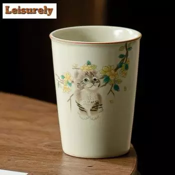 250 мл милый кот Ru печь керамическая чашка для чая элегантный кувшин для воды мастер чашка зеленая кола кружка для кофе чай бытовая посуда аксессуары