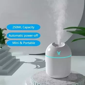 250 мл Мини-увлажнитель воздуха USB Арома эфирное масло Диффузор для дома Автомобильный ультразвуковой увлажнитель тумана со светодиодной ночной лампой зелёный