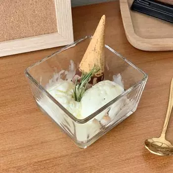 250 мл простая квадратная стеклянная миска бытовая квартетная миска для мороженого фруктовый десерт пудинг йогурт завтрак маленькая салатница