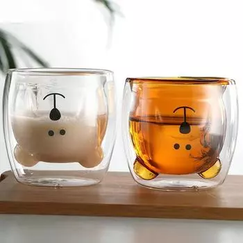 250 мл стеклянная кофейная чашка с двойными стенками, милая пивная кружка с животными, стеклянная кружка для вина, семейная кружка для молока, сока, воды для питья, посуда для напитков 250