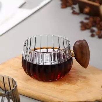 250 мл термостойкая кружка для кофе из стекла с высоким содержанием бора и кремния с деревянной ручкой, чашка для американского латте, чашка для завтрака с молоком и чаем 250ml