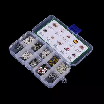 250 шт. 10 типов тактильных кнопочных переключателей для автомобильных ключей с дистанционным управлением, набор для сенсорных микропереключателей