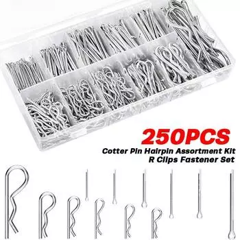 250 шт., набор шпилек для волос, набор оцинкованной стали, шплинт, заколки для волос, R зажимы, набор крепежных деталей 250Pcs
