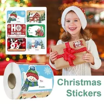 250 шт. Рождественские подарочные наклейки самоклеящиеся рождественские бирки с именами Санта снеговик олень елка крафт-этикетки праздничный декор E