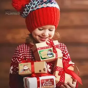 250 шт. Рождественские подарочные наклейки самоклеящиеся рождественские бирки с именами Санта снеговик олень елка крафт-этикетки праздничный декор A