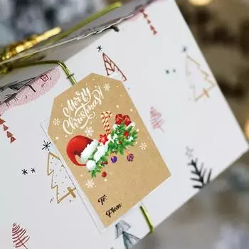 250 шт./рулон, рождественский подарок, бирки, наклейки, самоклеящиеся крафт-бумаги, прозрачный печатный узор, устойчивые к выцветанию, рождественские наклейки 250