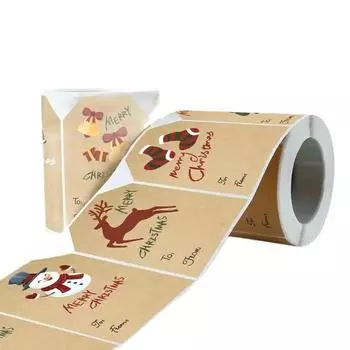 250 шт./рулон веселых рождественских наклеек Санта-Снеговик подарочные бирки бумажная печать этикетка DIY скрапбукинг поделки 2025 новогодний декор для вечеринки