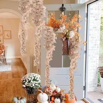 250 см искусственная гирлянда из кленовых листьев для дома и улицы, подвесные искусственные сушеные листья, растения, виноградная лоза, Хэллоуин, осенний урожай, День благодарения, фестиваль, украшение Without Light