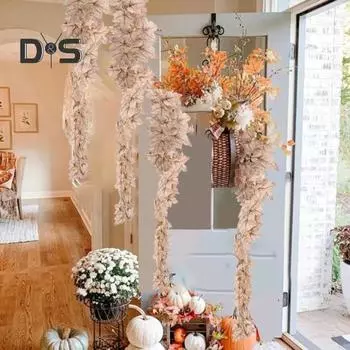 250 см искусственная гирлянда из кленовых листьев для дома и улицы, подвесные искусственные сушеные листья, растения, виноградная лоза, Хэллоуин, осенний урожай, День благодарения, фестиваль, украшение Without Light