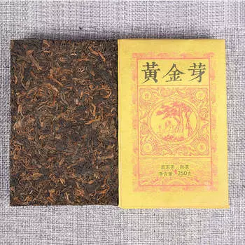 250g Cooked Puerh Brick Tea Golden Buds Pu-erh Ripe Tea Yunnan Organic Pu er Tea