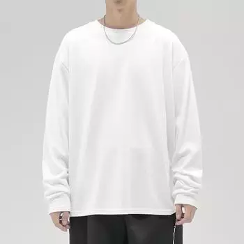 250G Прочная футболка с длинными рукавами Мужская американская повседневная свободная рубашка однотонный топ S