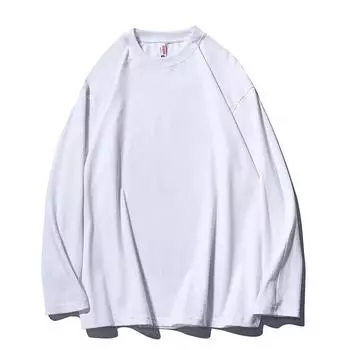 250G Прочная футболка с длинными рукавами Мужская американская повседневная свободная рубашка однотонный топ XS