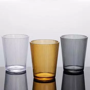 250ml Striped Glasses Fall-resistant Juice Cup Drinkware Whisky Cup Hotel коричневый